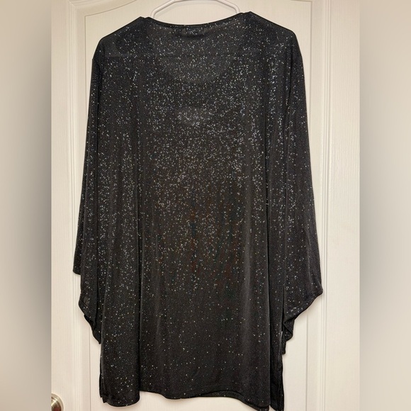 Cato Black Sparkle Keyhole Blouse - Picture 2 of 8